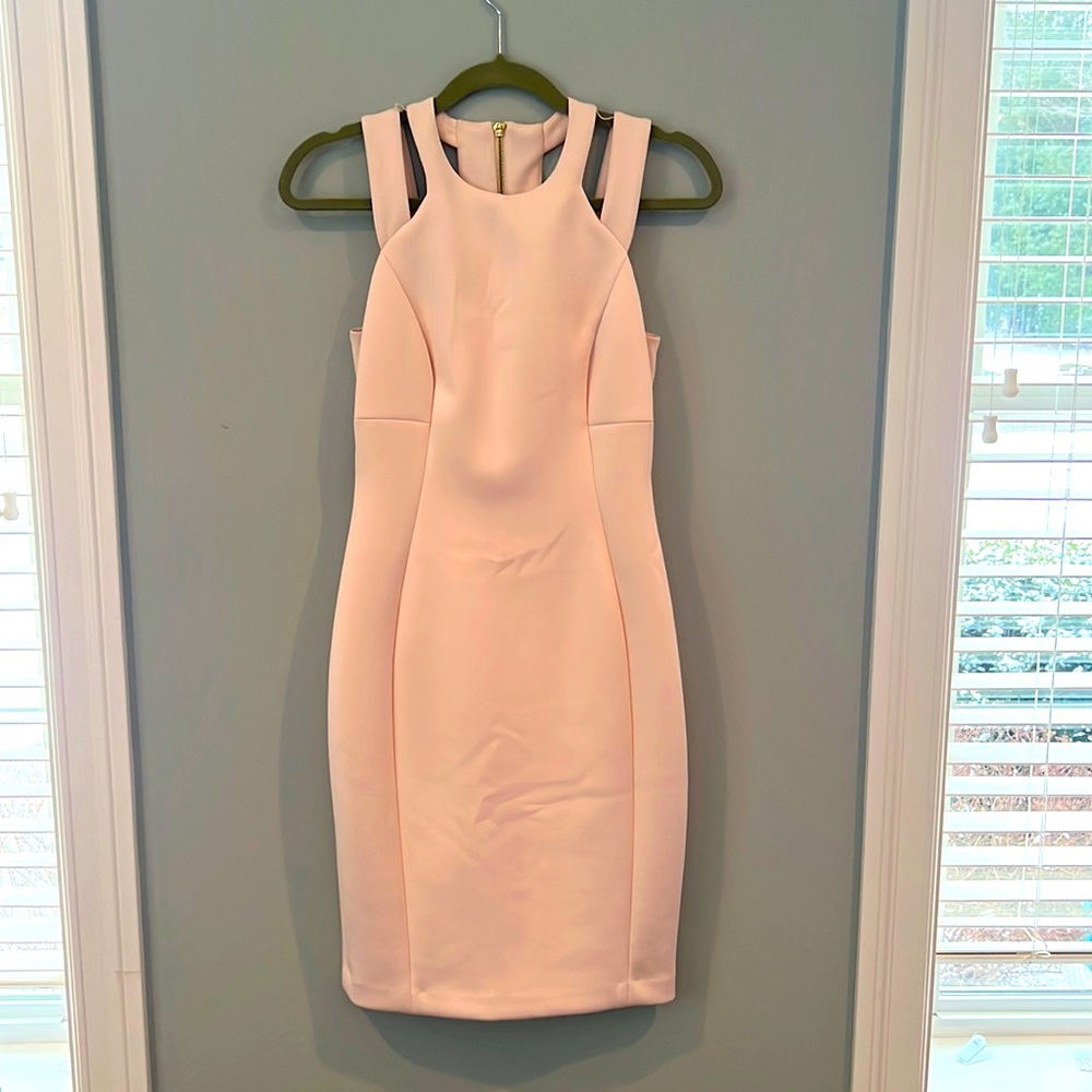 Calvin Klein pale pink scuba sheath dress